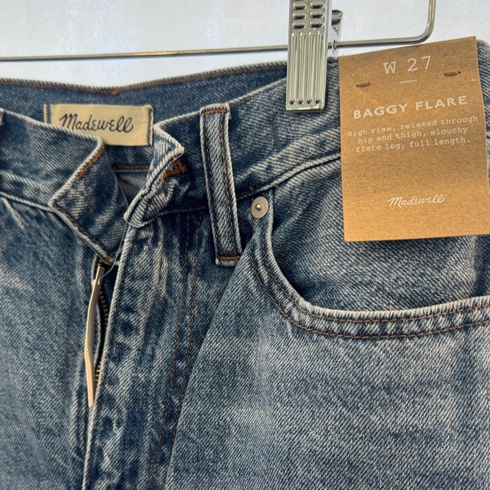 Madewell Blue Denim Baggy Flare Jeans High Rise NWT